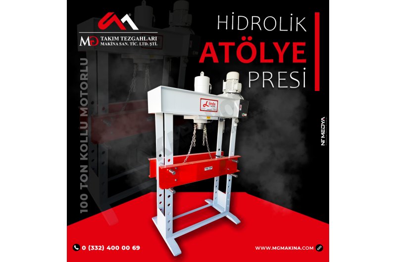 100 Ton Kollu Motorlu Gezer Kafalı Hidrolik Atölye Presi