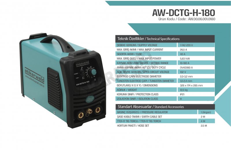 180 Amp Tıg Kaynak Makinesi