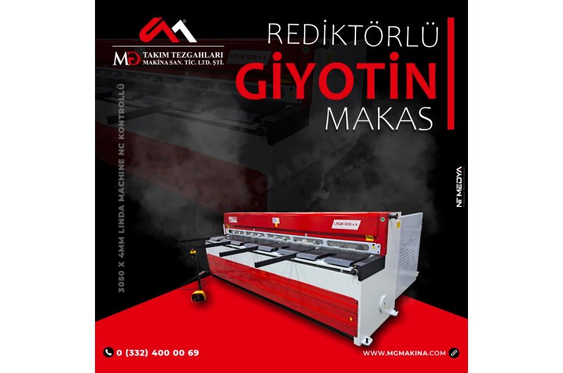 3050 x 4mm Linda Machine NC Kontrollü Rediktörlü Giyotin Makas
