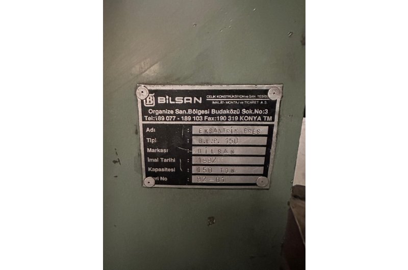 BİLSAN MARKA 150 TON ÇELİK GÖVDE EKSANTRİK PRES