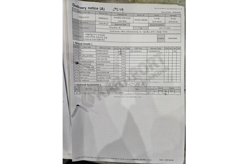 Doosan NHM 8000 Çift Palet CNC Yatay İşleme Merkezi-2018