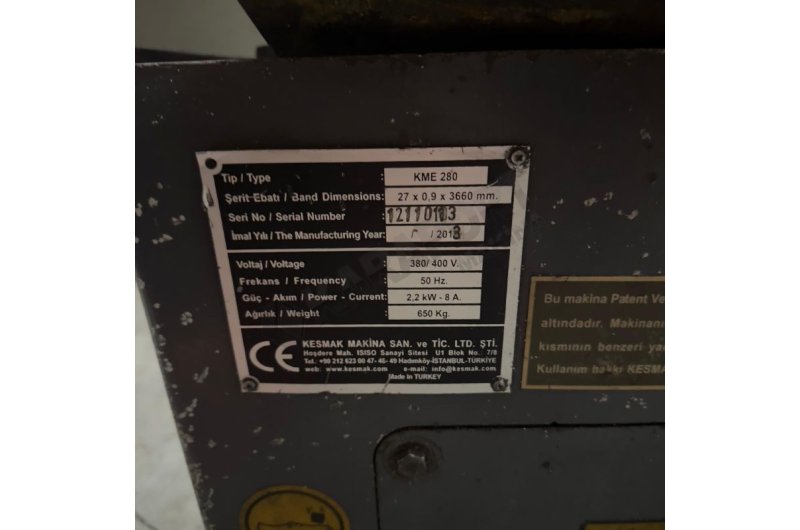KESMAK KME 280 PLC KONTROL ÜNİTELİ TAM OTOMATİK ŞERİT TESTERE