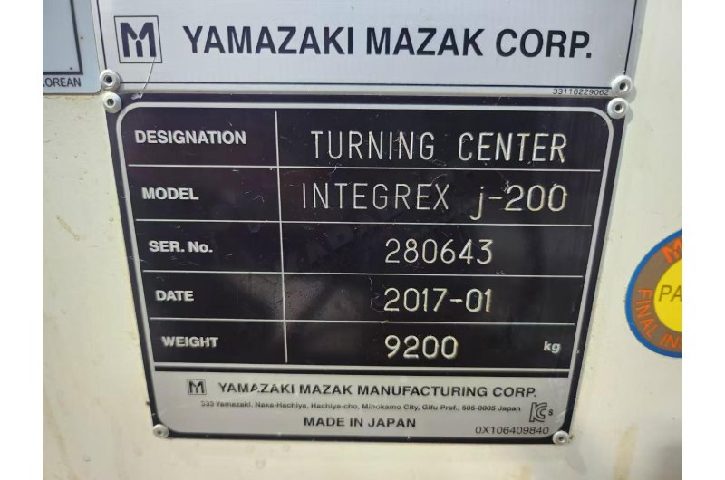 Mazak Integrex J-200 5 Eksen CNC Tornalama Merkezi-2017