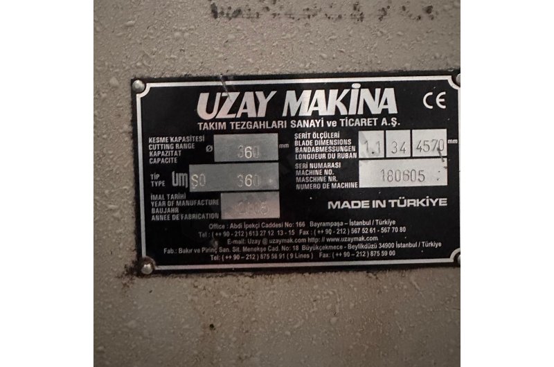 UZAY MARKA 360 LIK TAM OTOMATİK SÜTUNLU ŞERİT TESTERE
